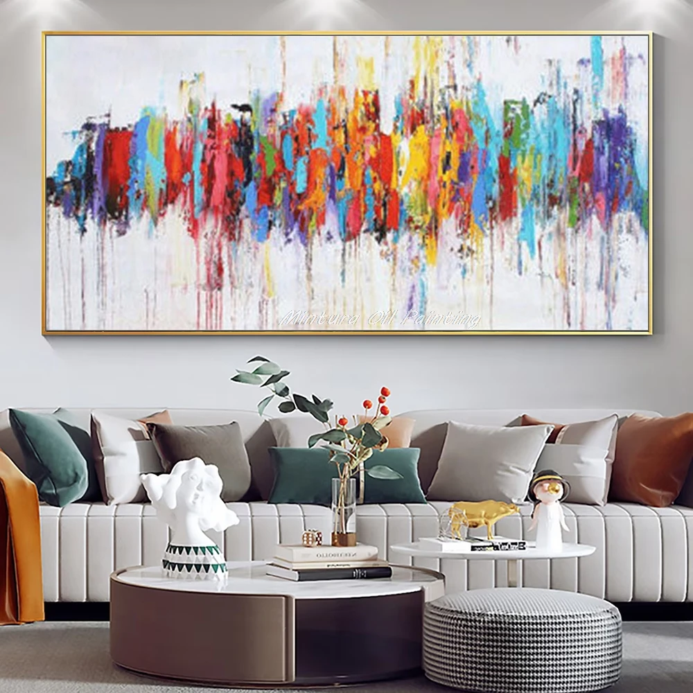 Mintura,Modern Wall Art Picture For Living Room Home Decoration,Handpainted Multi-Color Abstract Texture Oil Paintings On Canvas