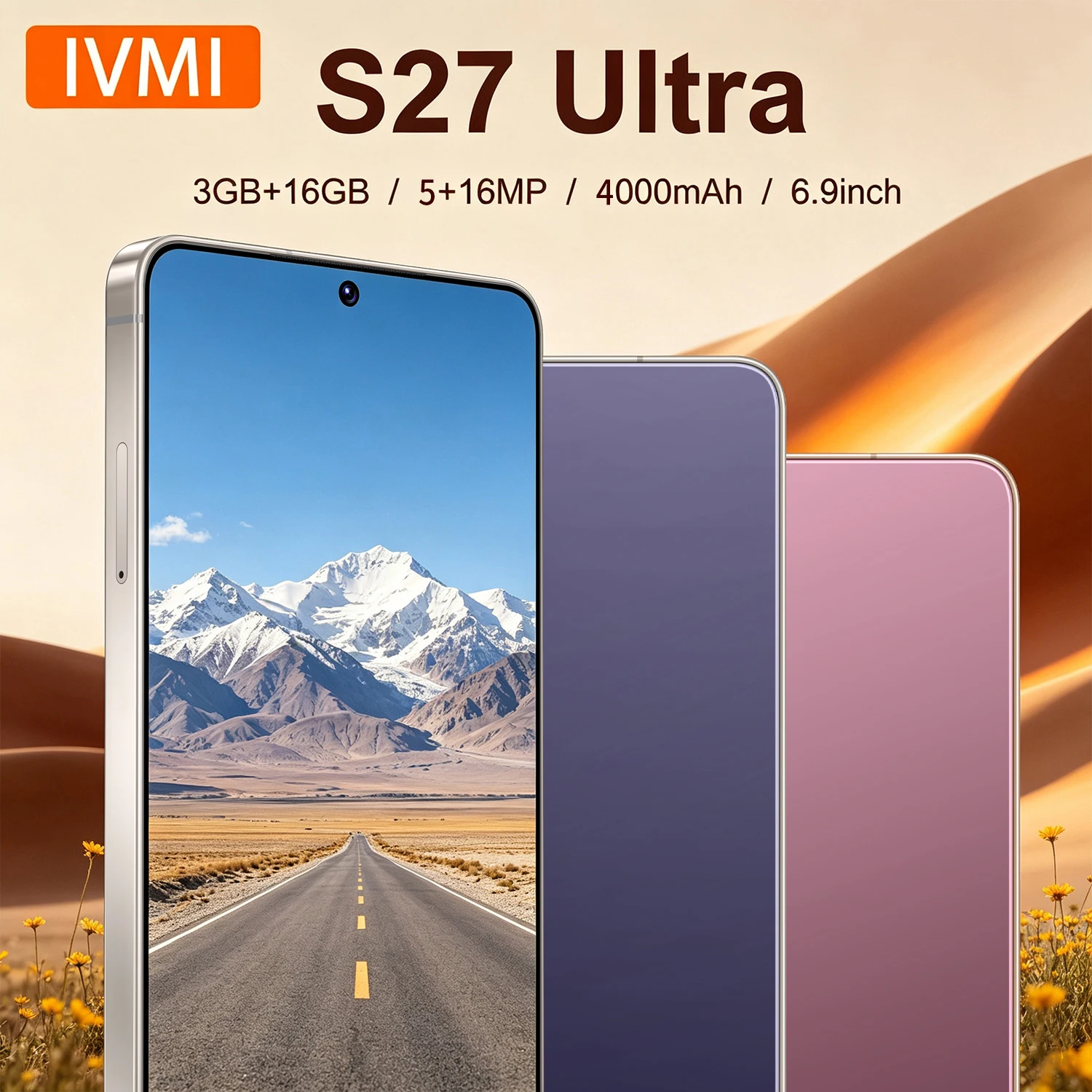 IVMI S27Ultra economical mobile phone smart phone 6.9-inch Android10 3GB+16GB dual-card global version of Google Play super unlo