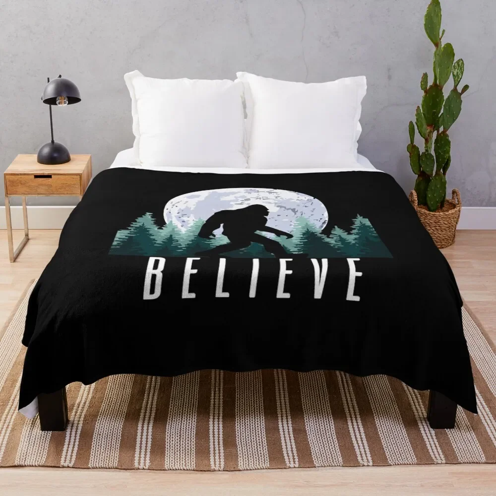 Bigfoot Believe | Sasquatch Throw Blanket sofa bed Sofas Blankets