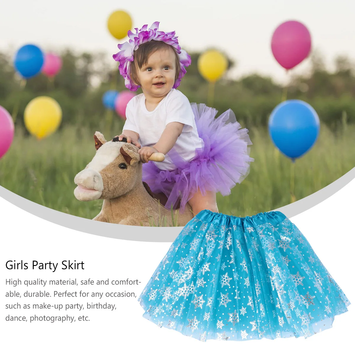 

Tutu Skirt Girls Blue Polyester Halloween Kids Performance Party Skirts Children Fashion Comfortable Elastic Band Design