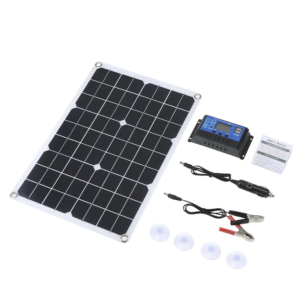 20w Portable  Silicon Solar Charging Panel With Controller Suitable For Charging Outdoor Mobile Phones Car Power Banks