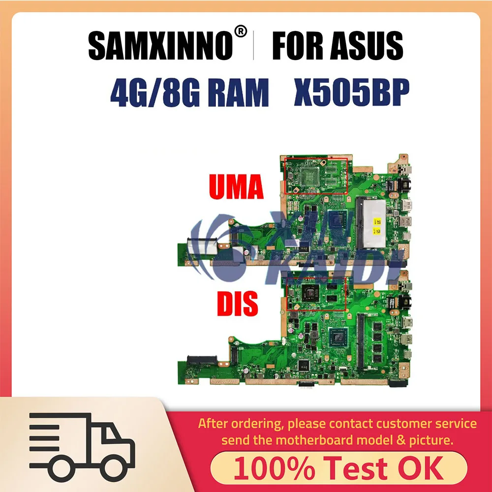 Notebook Mainboard For ASUS Vivobook X505BA X505BP A505B F505B V505B K505B Laptop Motherboard E2  A6 A9 CPU 4G 8G-RAM UMA/PM