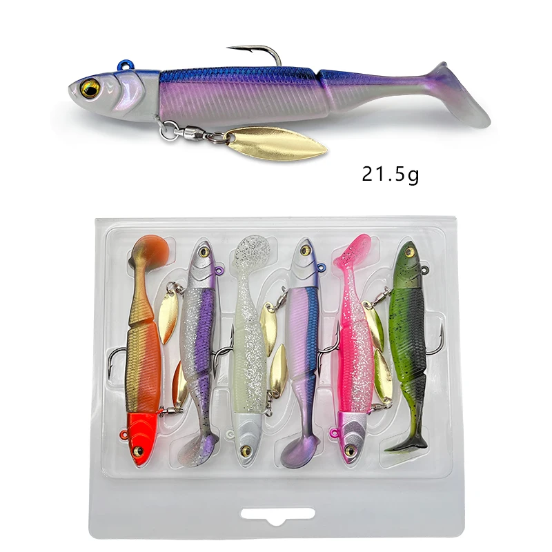 6-teiliges weiches Angelköder-Set, weicher Swimbait für Barschangeln, Premium-Angelköder für Süßwasser, Salzwasser, Pesca – Detail 9