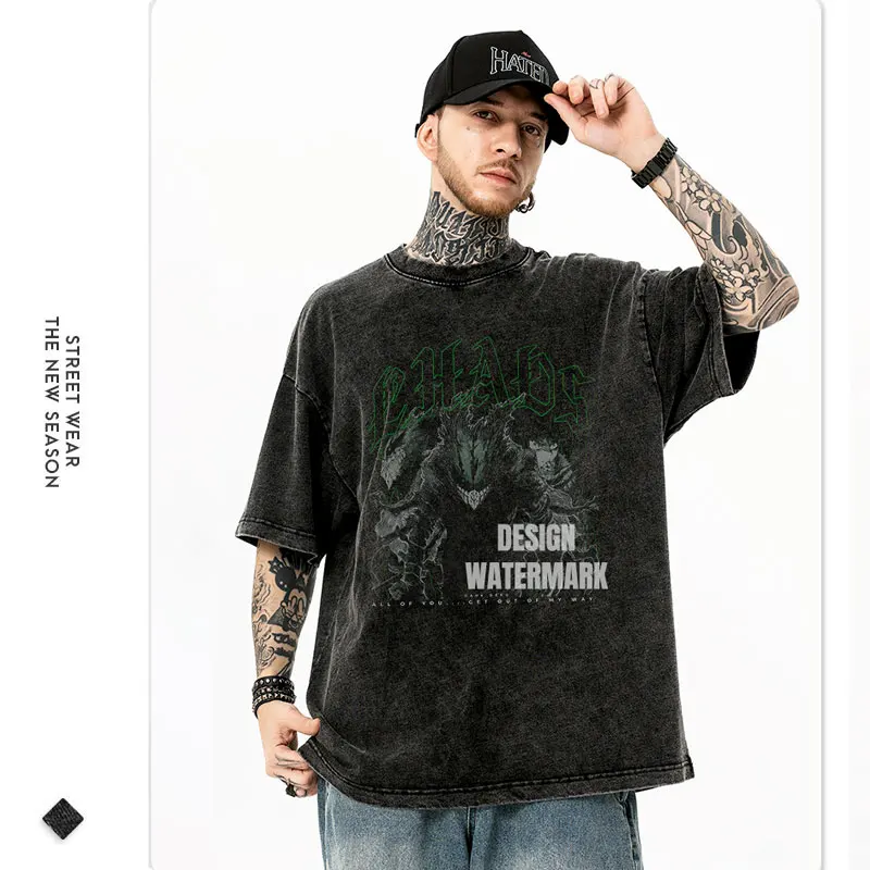 أنيمي ميدوريا تي شيرت كبير الحجم بطلي A-الأكاديمية تي شيرت ريترو Bakugou Izuku خمر غسلها Harajuku السراويل كم 100% القطن