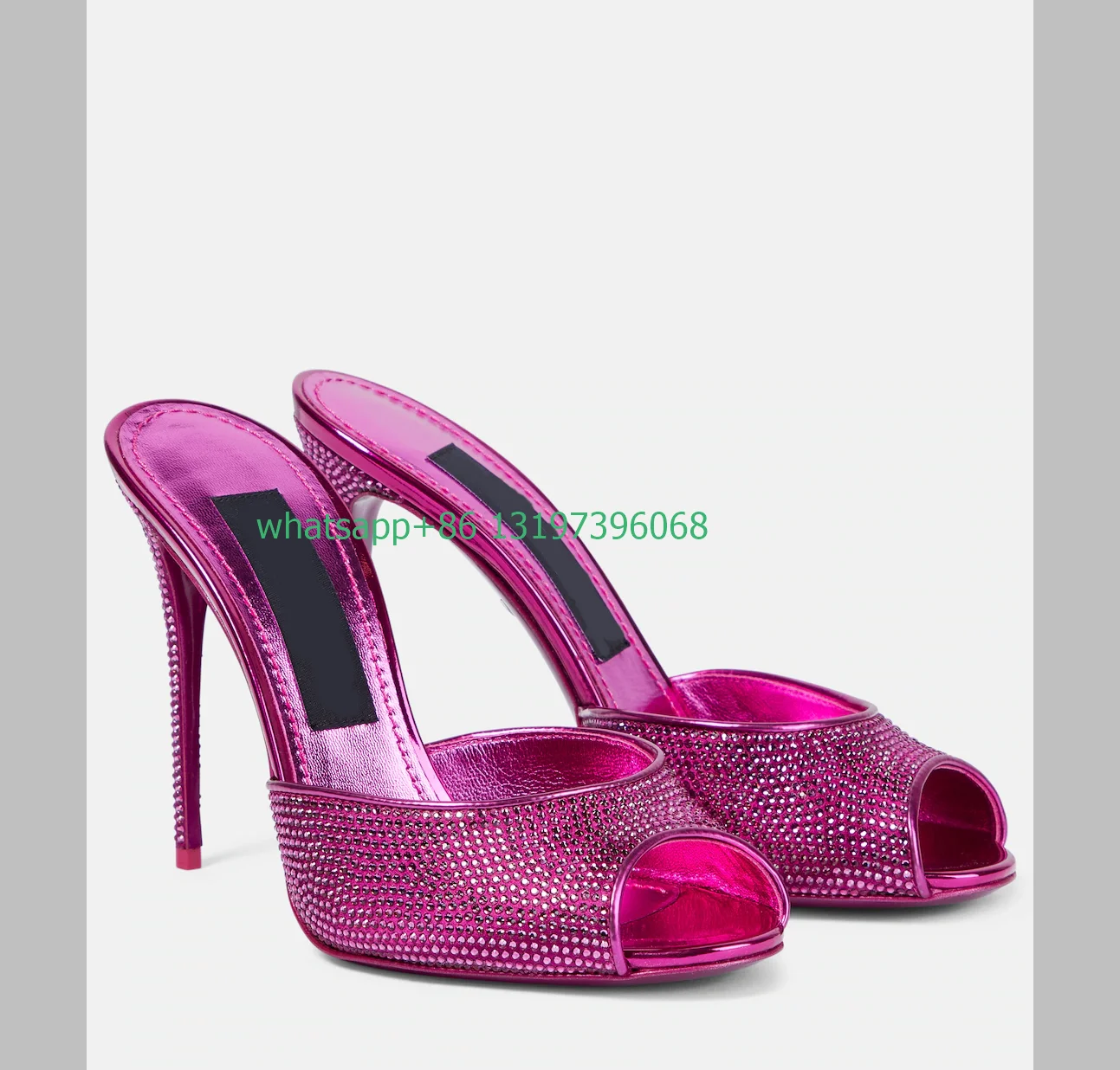 Lady lśniące różowe kryształowe ozdoby czółenka peep toe bling pantofle pantofle na szpilce pompka imprezowa przyczynowa rozmiar 35-46