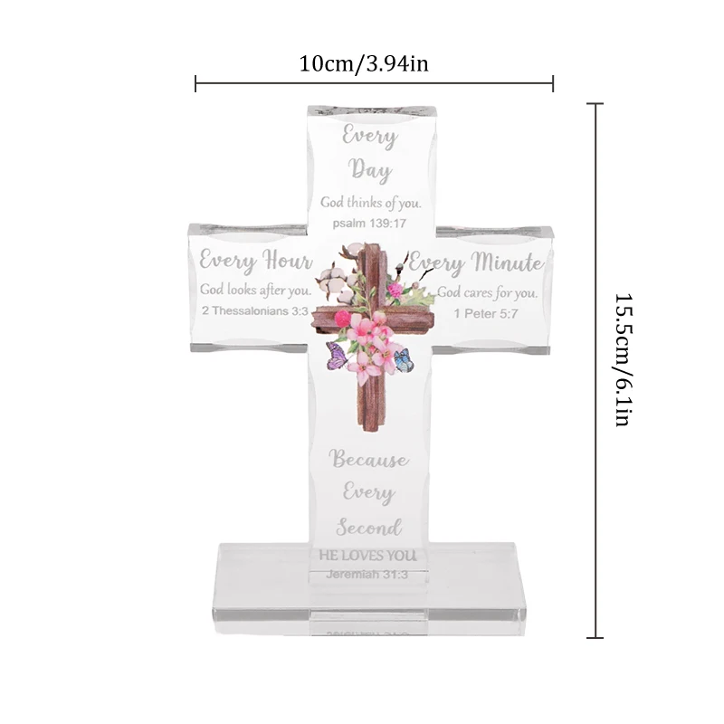 عالية الجودة الاكريليك المسيحية الدائمة الصليب هدايا ملهمة مع الكتاب المقدس الآية الصلاة هدايا الكتاب المقدس الدينية #6