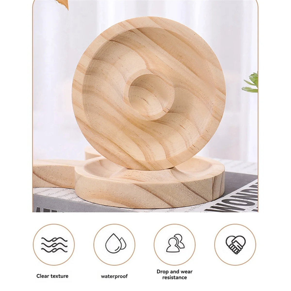 N18R 6-Piece Wooden Bead Display Tray for Bracelets and Accessories Showcase