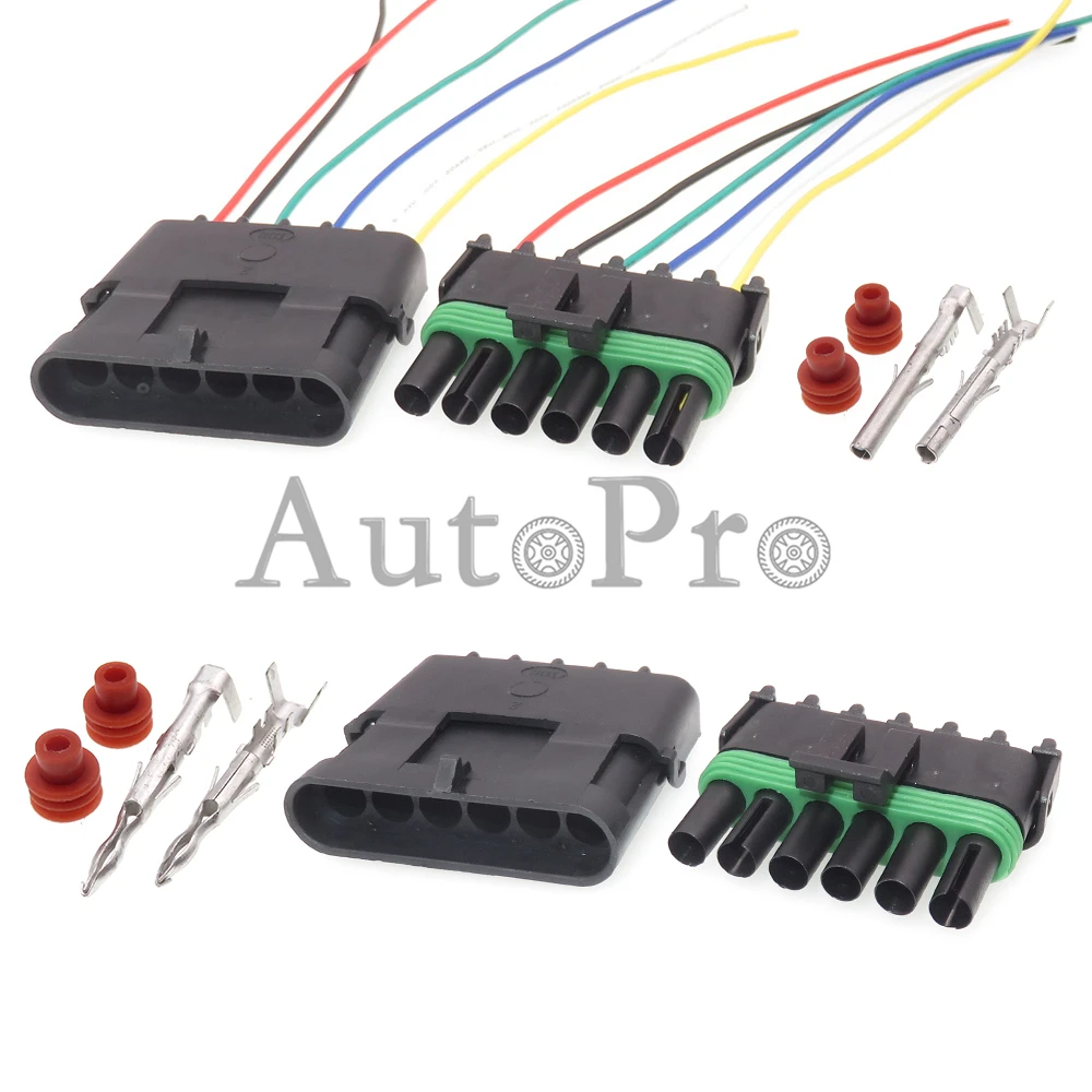 1 Set 6 Hole Electric Cable Plug 12015799 12010975 AC Assembly Car Accelerator Pedal Plastic Housing Sealed Socket