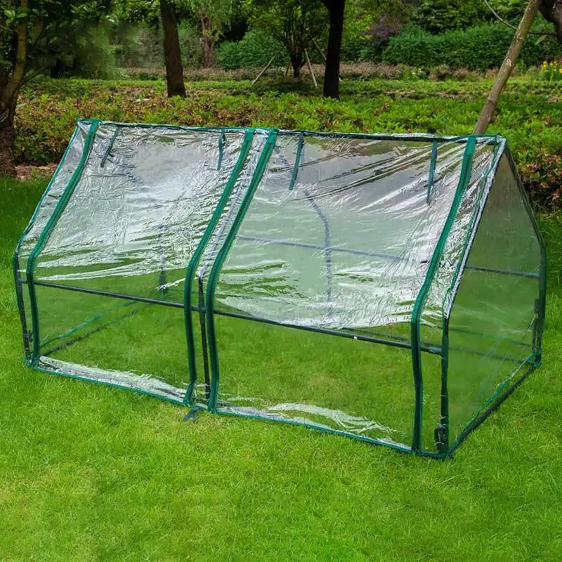 Portable Grow Tunnel Cover Mini Cloche Greenhouse With Zipper Doors Portable Seedling Rain Proof Polytunnel Green Houses