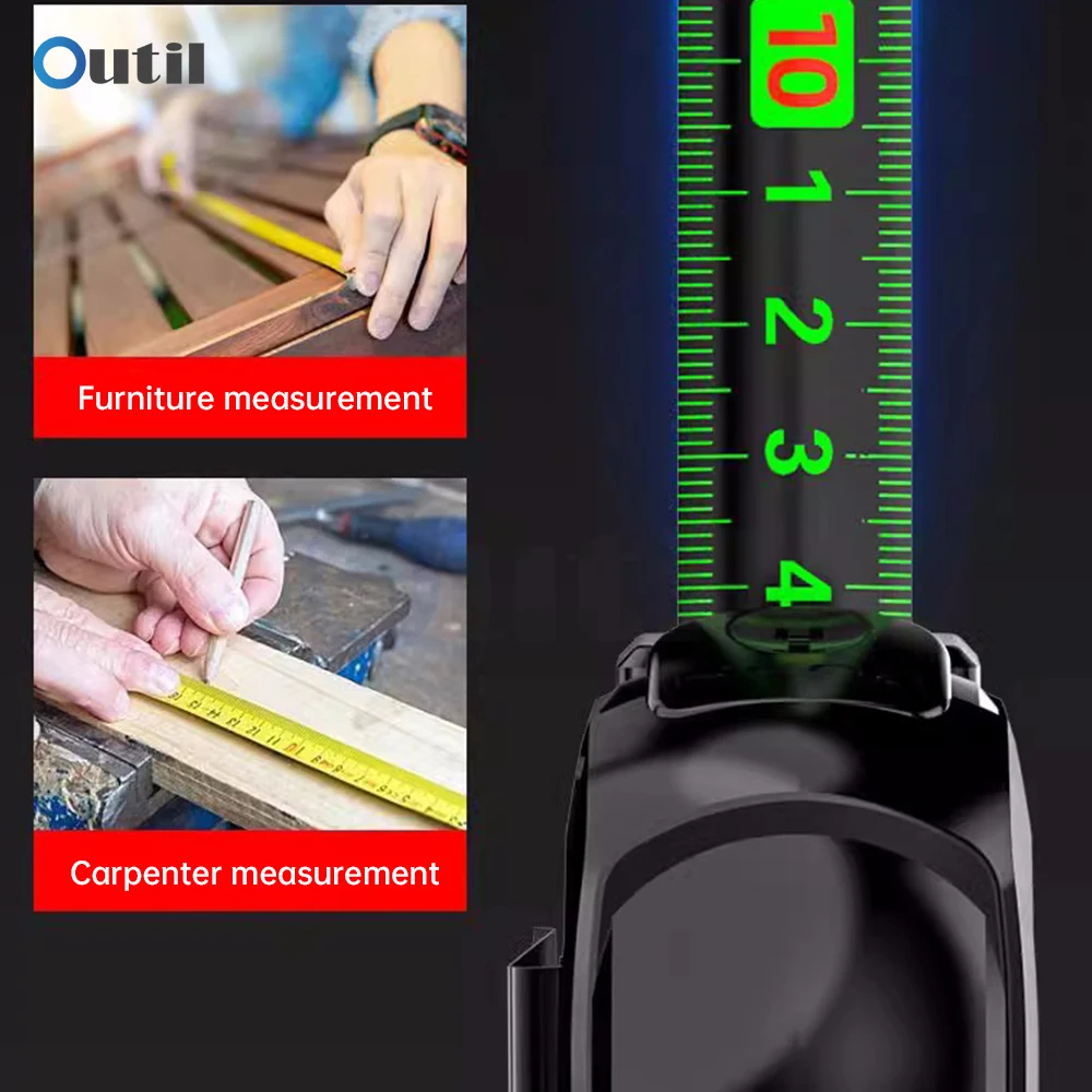 Cinta métrica de acero autoblocante fluorescente, escala métrica para carpintería, resistente al desgaste, 5/7, 5/10M