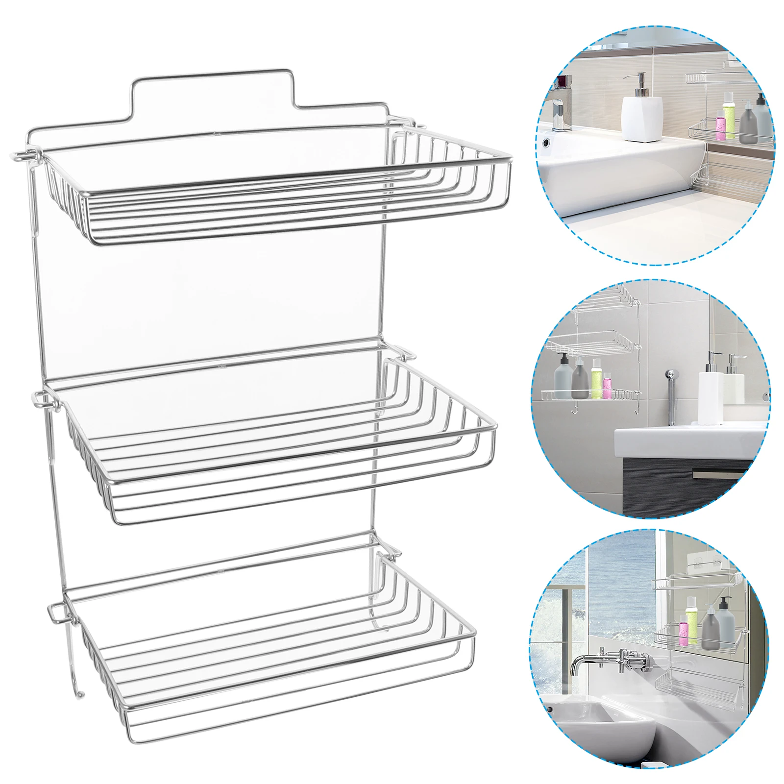 

Folding Storage Rack 2 Layers Stainless Steel Bathroom Sundry Holder Wall Mounted Adhesive Shelf Draining Tray Easy Installation