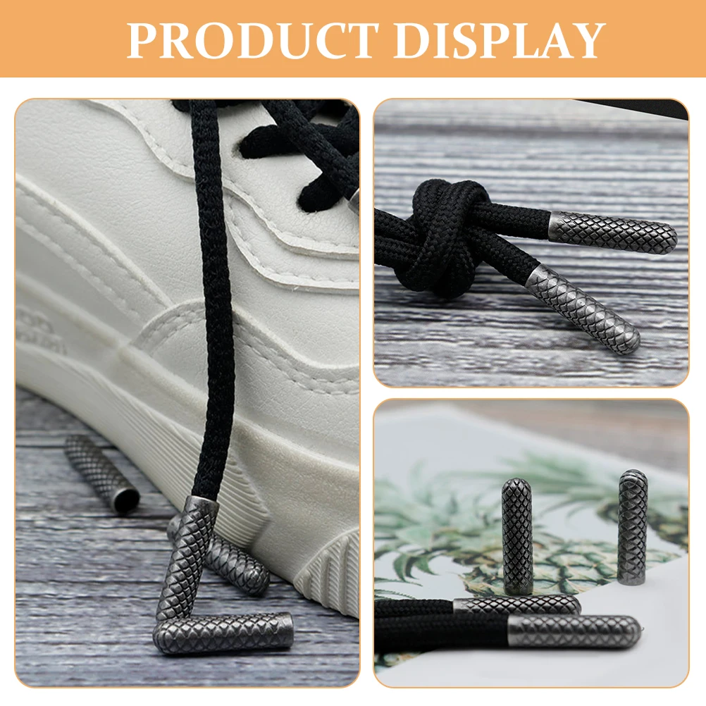 

10 pcs Metal for Shoelaces Replacement Tips Caps End Decorative Practical Black Style Sneaker Laces Shoe
