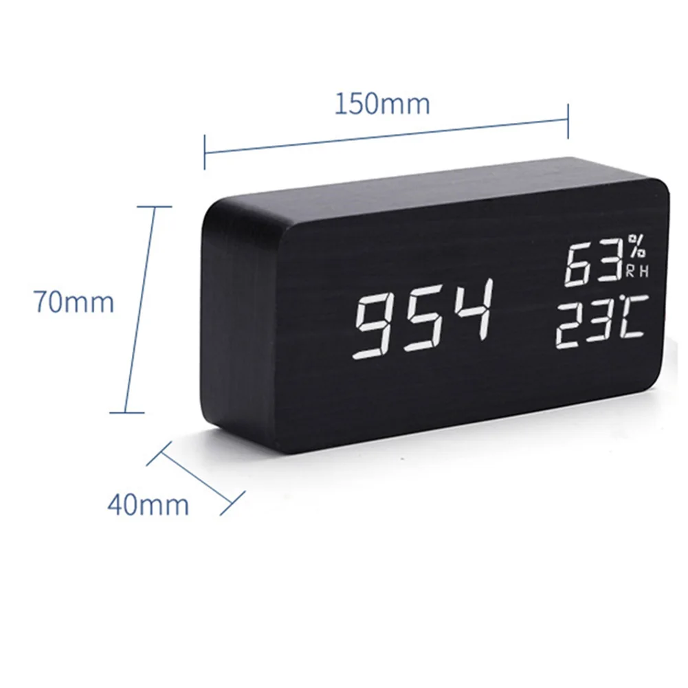 

Adjustable Brightness Wooden Clock Humidity Display Temperature Humidity Display Smart LED Clock Adjustable Brightness