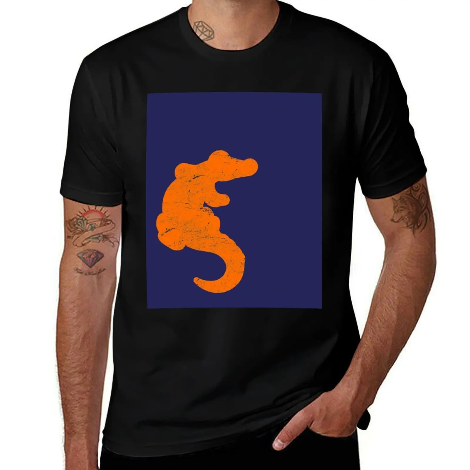 

Distressed Orange Gator T-Shirt black cotton t-shirt plain for man package man t shirt graphic