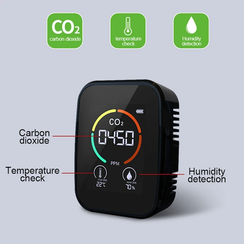 New Air Quality Monitor CO2 Monitor CO2 Meter Indoor Temperature And Relative Humidity Meter For Home Office