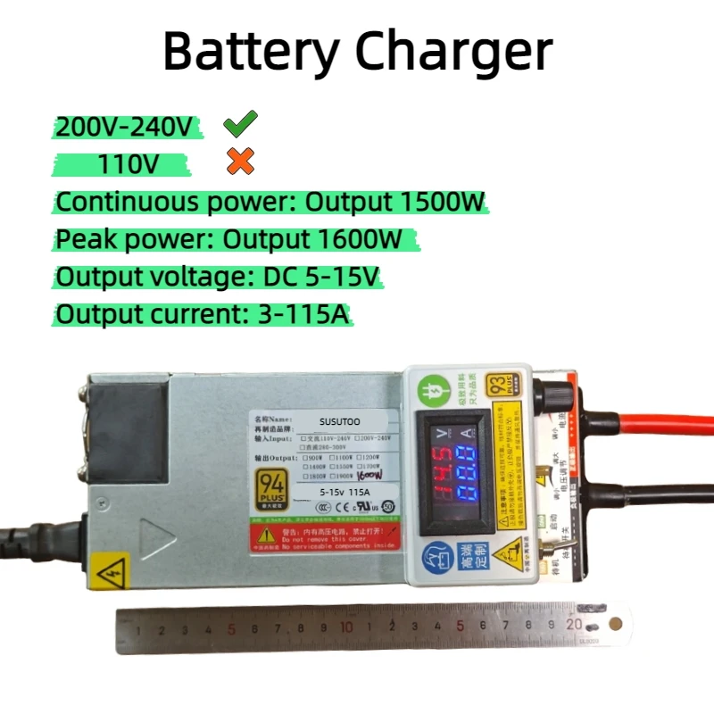 3A - 60A 100A 3V~ 15VCurrent Voltage Adjustable Charger 12V 14.6V 3.65V Lifepo4 Li-ion Lipo Lithium Fast Charge 1S 4S