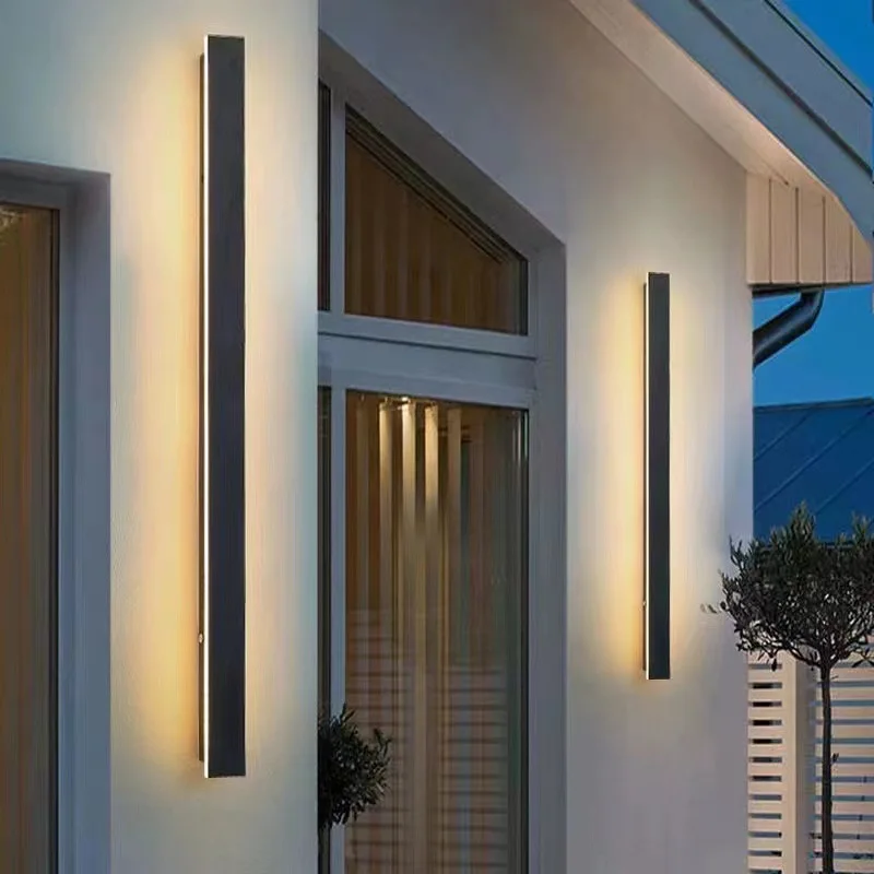 Modern IP65 Waterproof Outdoor Wall Light, Minimalist LED Linear Lamp for Villa, Garden & Balcony
