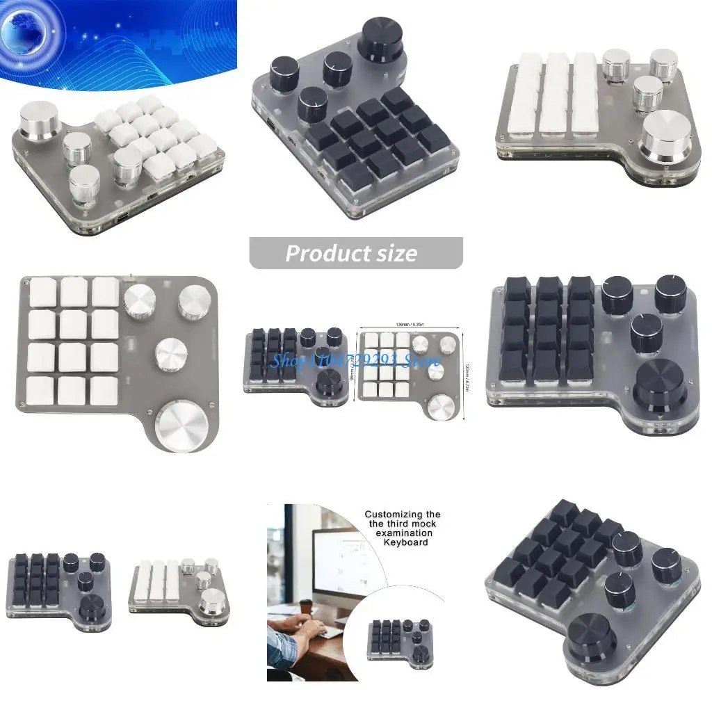 

Y2GD 12 Keys Programmable Keyboard with 4 Knobs Macros Pad LED Hot Swapping USB
