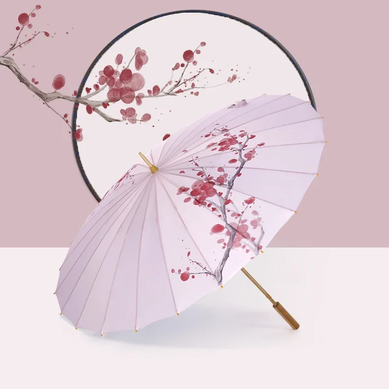 

Imitation oil paper umbrella 24 bone long handle straight rod sun umbrella retro wind Chinese hanfu