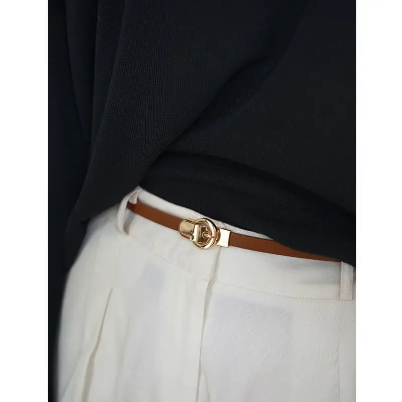 

Niche design genuine leather versatile fashion belt for women, decorative belt, adjustable thin waist seal