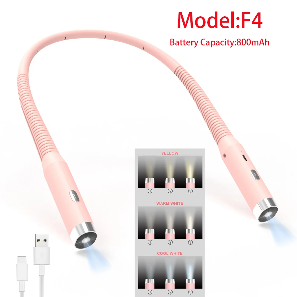 LED Hanging Neck Lamp Learning Reading Lighting Table Lamp Night Eye Protection Three-Tone Lighting Multi-Functional Night Light