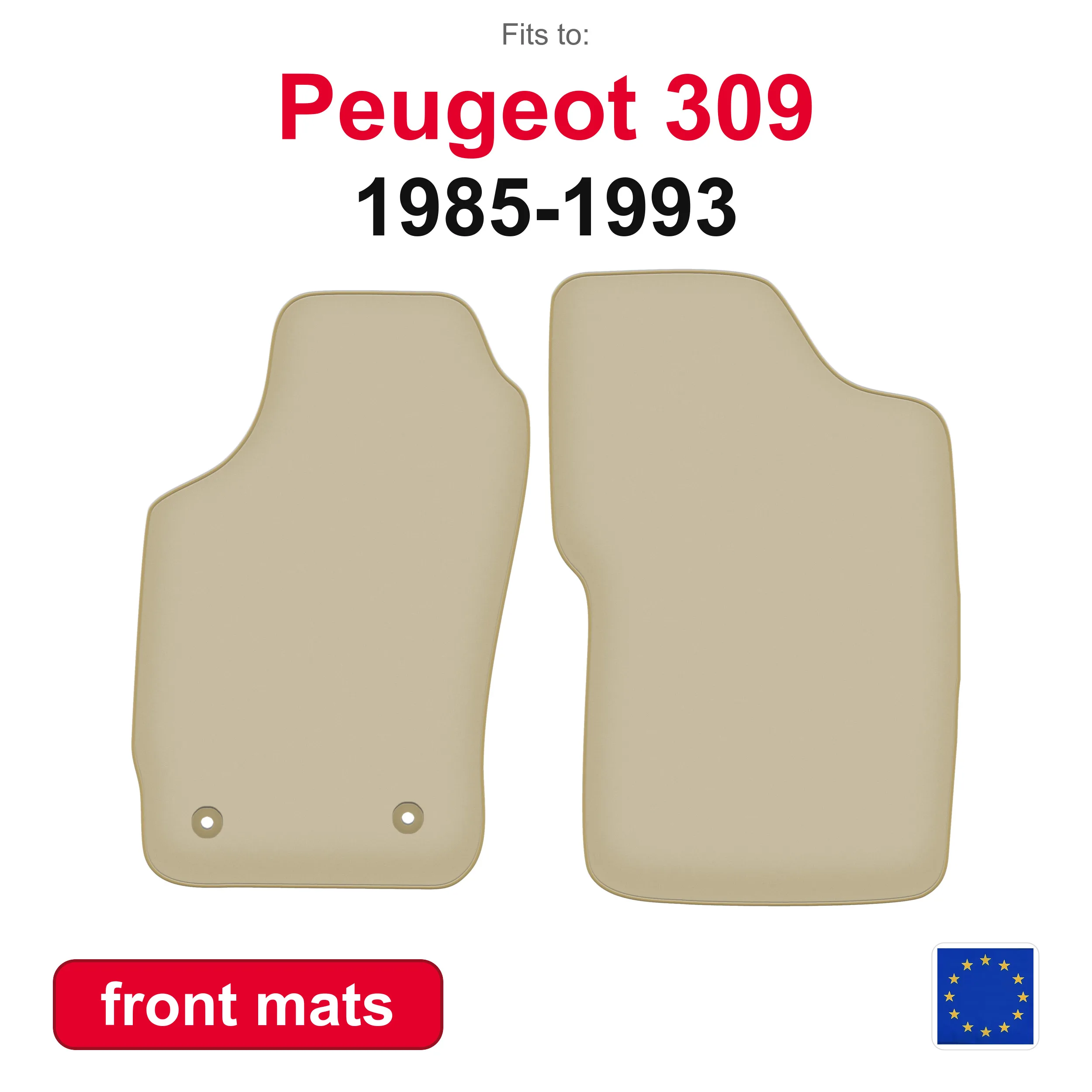 PREMIUM-Fußmatten für Peugeot 306 Break Station Wagon Schrägheck (1993-2001) – beige, 2-teiliges Auto-Fußmatten-Set für den vorderen Boden