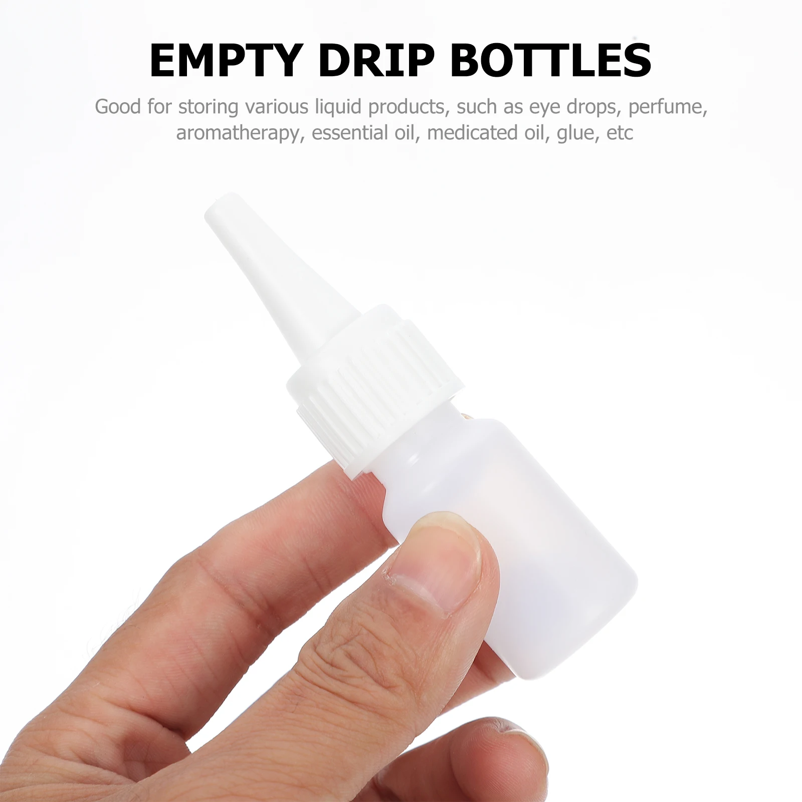 

22pcs Dropper Bottles HDPE White 10ml Travel Size Essential Oil Eye Drops Quick Dry Glue Portable Lightweight Laboratory Bottle