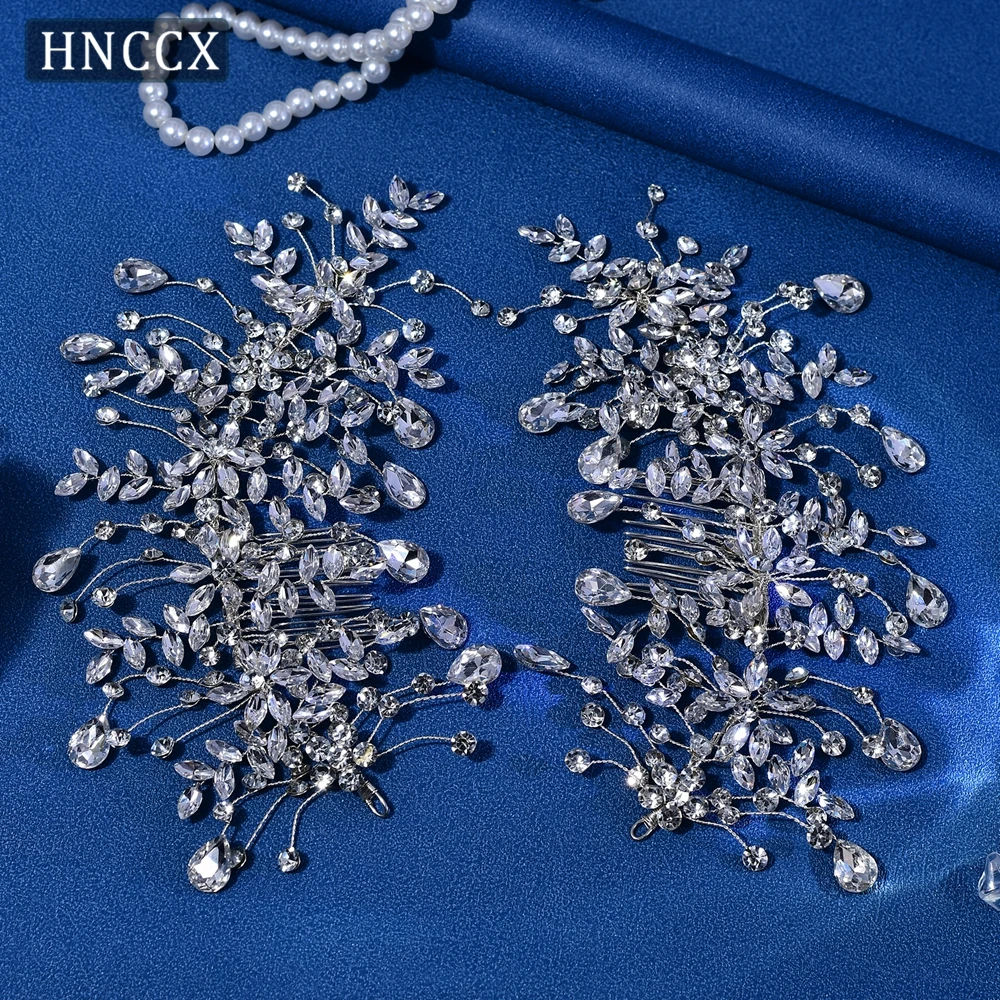 Hnccx Bruiloft Strass Haar Kam Voor Set Elegante Vrouw Feest Hoofdtooi Verkiezing Miss Vrouwen Hoofddeksel Haaraccessoires Cp379