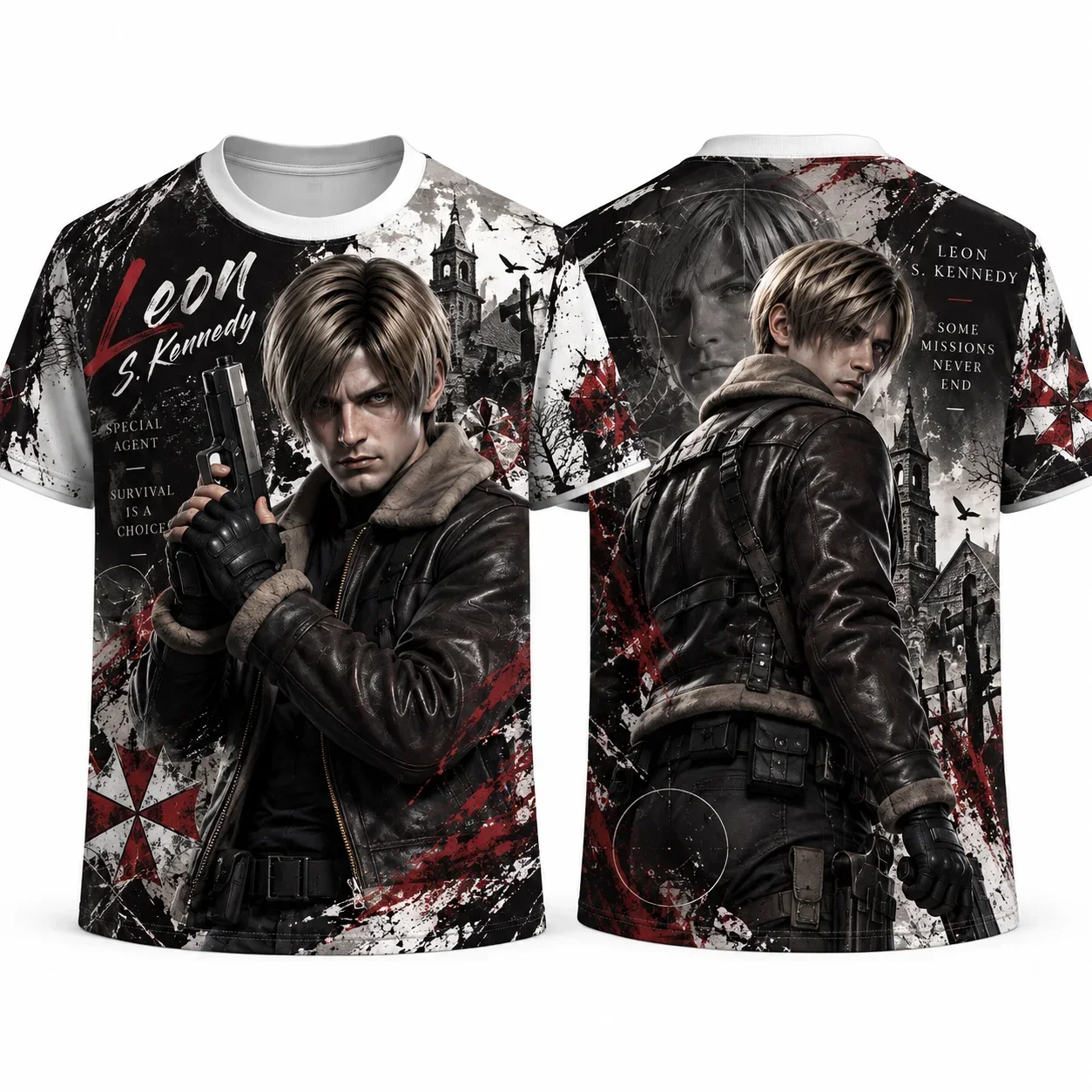 Resident Evil Game Character All Over Print T Shirt Ada Leon Jill Chris Grace Horror Poster Graphic Short Sleeve Unisex Fans Tee