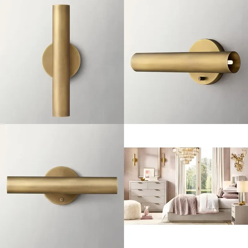 Modern Outdoor Lighting Nordic Style Art Deco Metal Round Sconce Wall Light Copper for Hotel Corridor Decoration