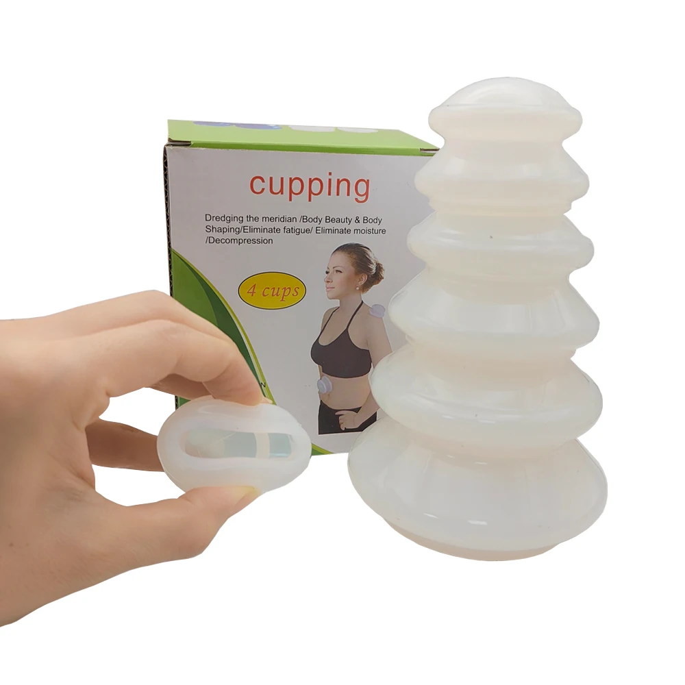 

4 шт., силиконовый массажный баночный набор, антицеллюлитный массажер, китайская терапия, присоска, вакуумная чашка для тела