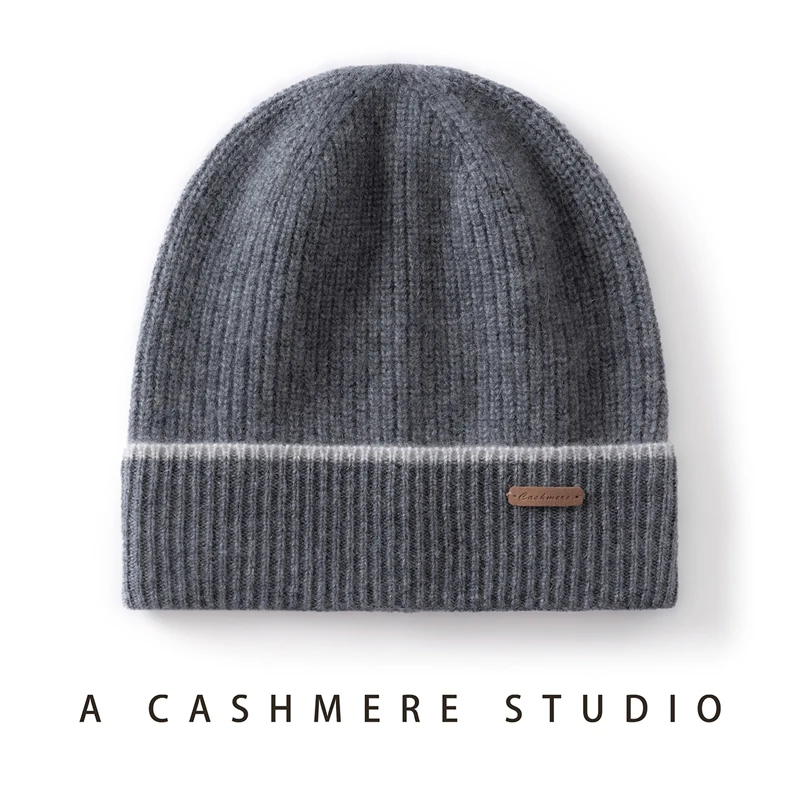 Quality Unisex Grade A Cashmere Knitted Hat Outdoor Warm Color Matching Beanie Hats Winter Cashmere Casual Hats For Men/Women
