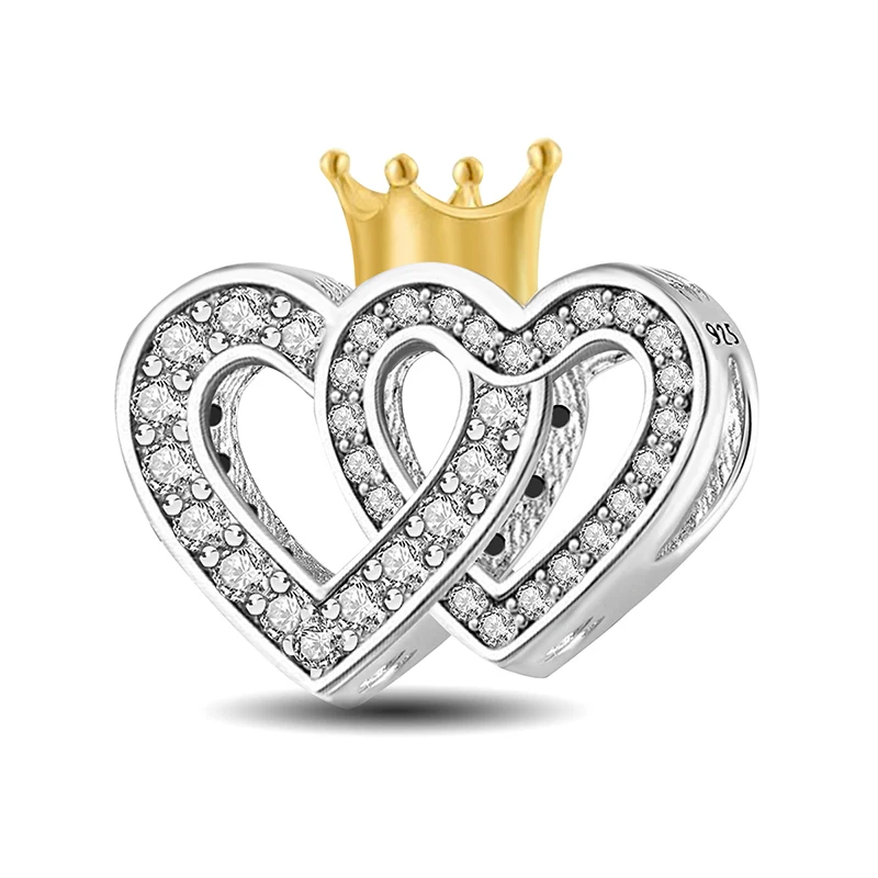 925 Sterling Silber Glühwürmchen Liebesherz Goldene Serie Charms Passend für DIY Armband Halskette Geschenk Hochwertige Feine Schmuckstücke