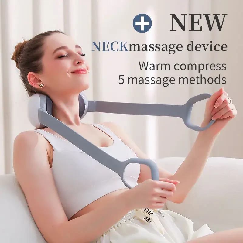 

Massage shawl Portable Cervical Massager 3 Heat Levels LCD 5 Vibration Modes Ergonomic Handle Neck Shoulder Massager