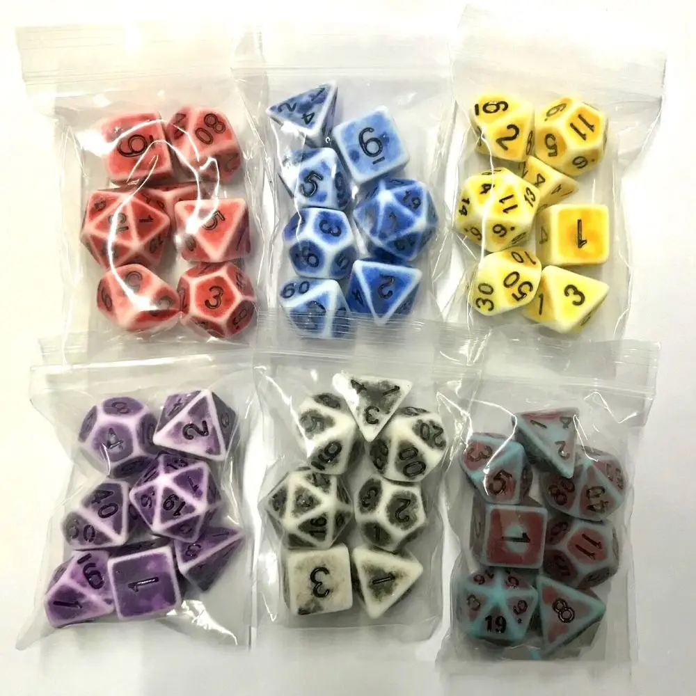 مجموعة النرد متعددة السطوح لعبة مجلس DND ، النرد الاكريليك فريدة من نوعها ، تأثير رائع والرجعية ، النادي ، 7 قطعة ، 1Set #1