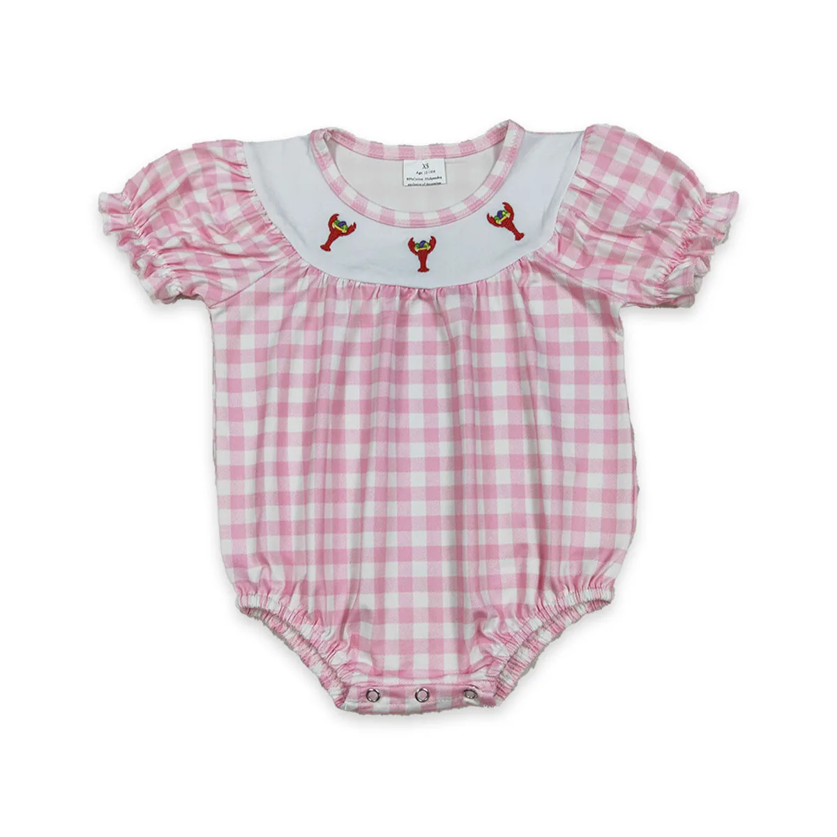 الوليد طفلة رومبير التطريز المراسي جراد البحر الاطفال Smocked بذلة طفل ماردي غرا ملابس الأطفال بالجملة #6