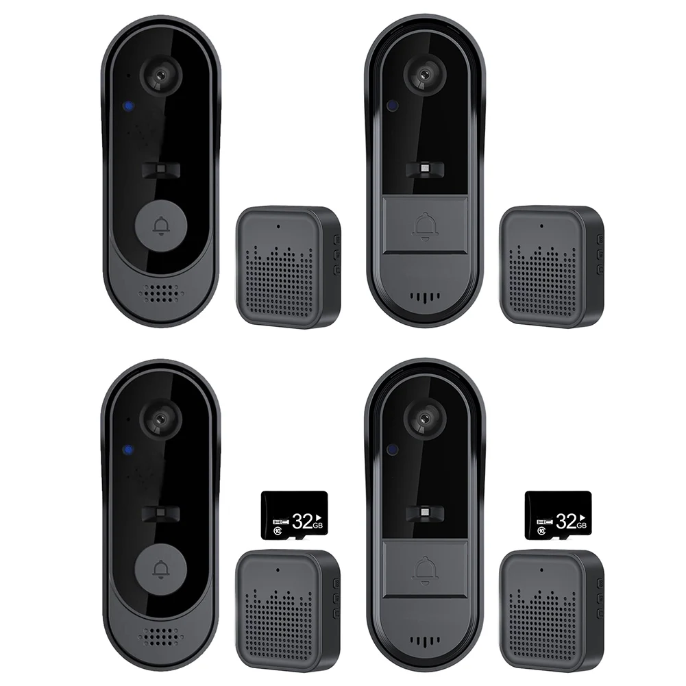 Wireless Video Doorbell with Chime 2-Way Talk Wireless Visual Intercom Doorbell Night Vision Indoor Outdoor Surveillance