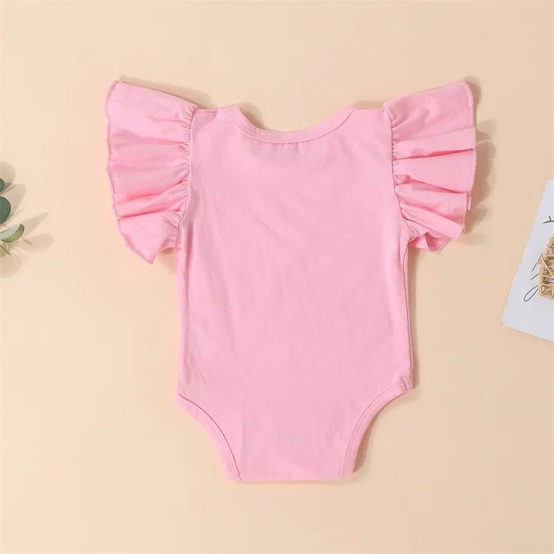 Summer Newborn Infant Baby Girl Solid Color Ruffle Romper Bodysuit Jumpsuit Casual Baby Fly Sleeve Jumpsuits Clothes Outfit