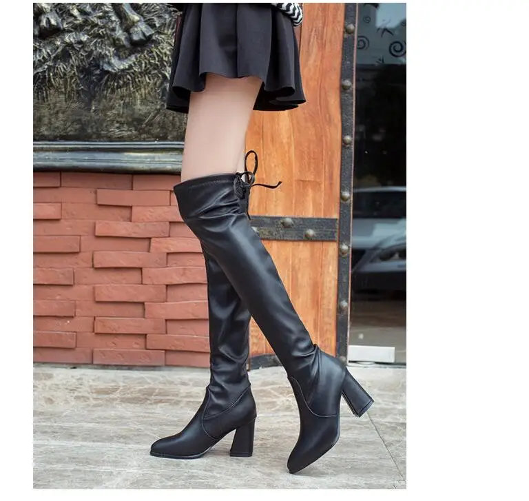 Sexy winter new girls over the knee boots students plus velvet princess boots big children small high-heeled children snow boots