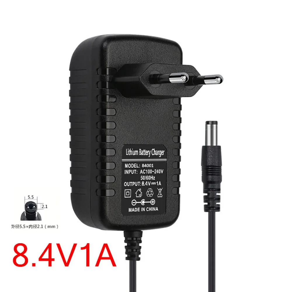 8.4V 1A Charger for 8.4V 1000MA 2S 18650 Lithium Battery Charger for Screwdriver Female Battery Socket Panel Mount Connector