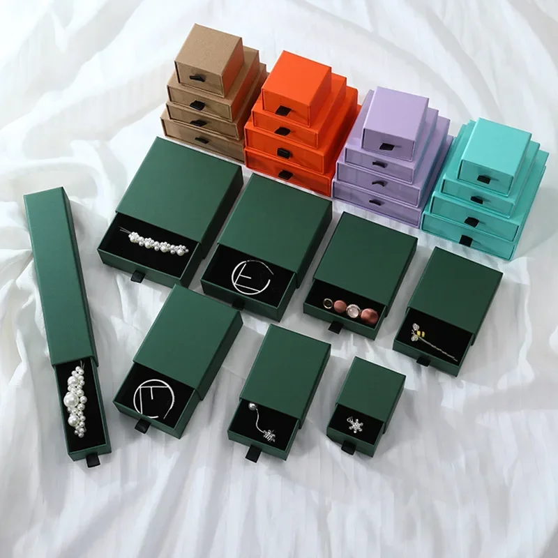 12pcs Pure Color Drawer Box Jewelry Necklace Ring Bracelet Earring Pull out Packaging Box