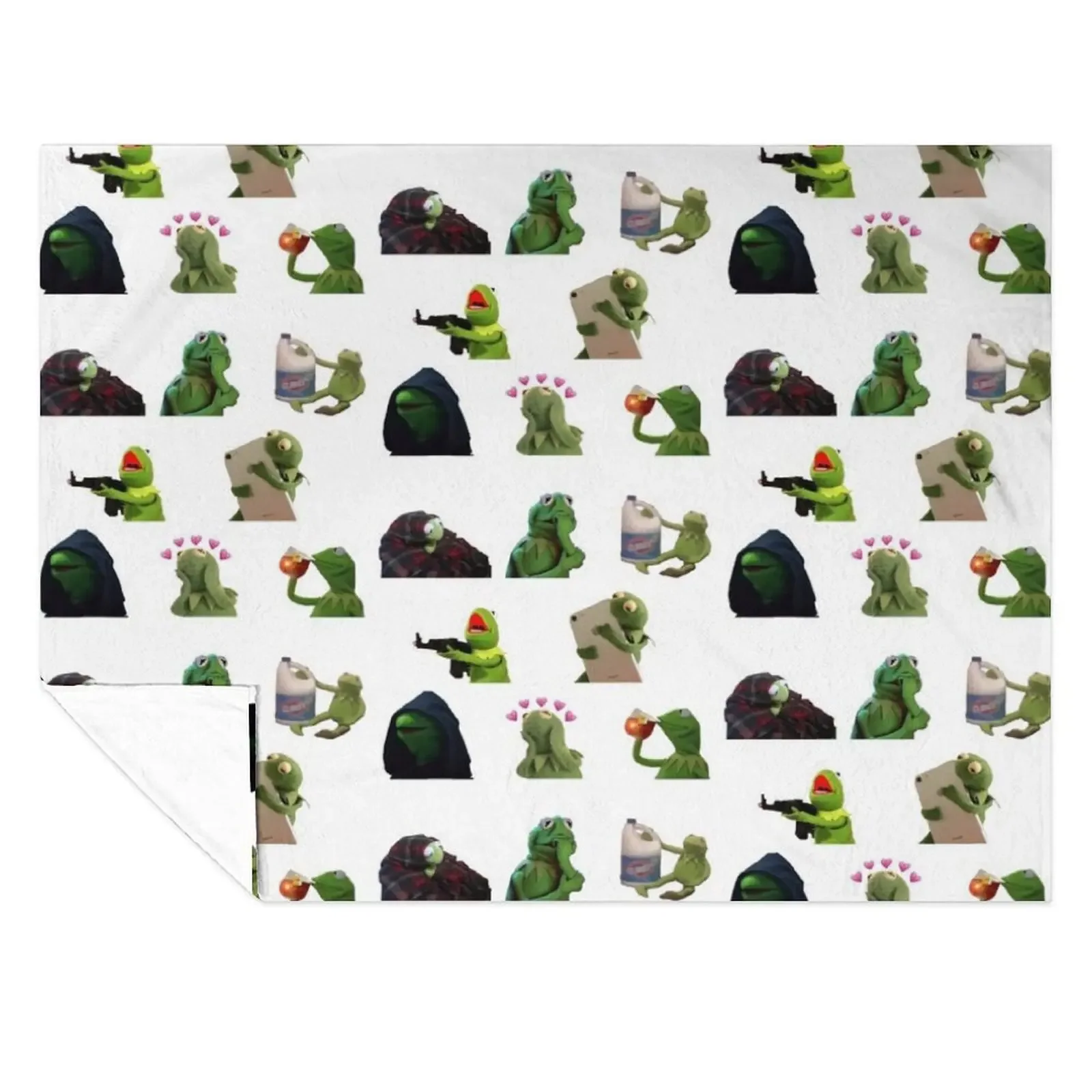 

Kermit meme sticker pack Throw Blanket bed plaid Designers Bed linens Plaid on the sofa Blankets