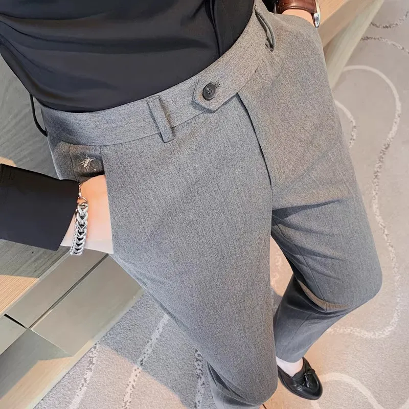 2023  Fashion with Handsome Casual Men's Dress Pants Autumn and Winter Long Pants Business Is Decorating Body Small Foot Pants