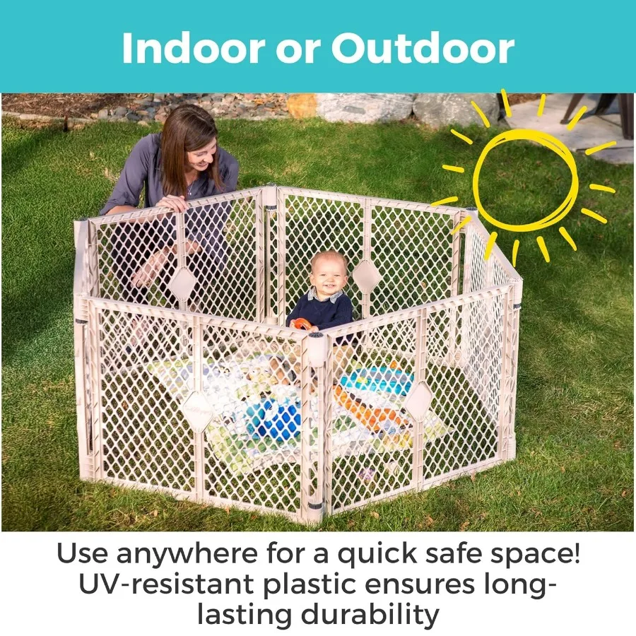 Superyard Baby Play Yard: Box indipendente per bambini a 6 pannelli per uso interno ed esterno Costruzione durevole Si prega di fino a 18,5