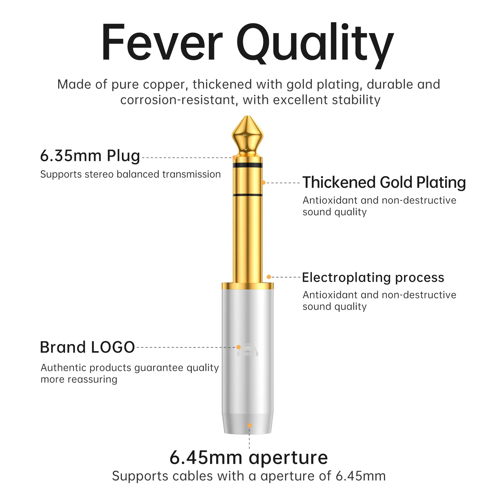 Okscc P635 6,35 мм DIY Съемный металлический штырь HiFi аудио адаптер для звука/усилителя/микшера/наушников/звуковой карты/электрической гитары