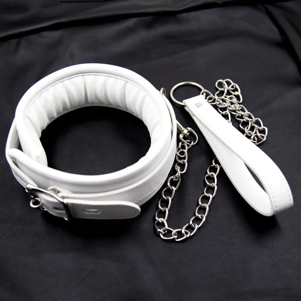 Bdsm Bondage Collar Leather And Iron Chain Link Metal Hole Slave Collars For Women Sex Toys For Couples Sex Restraints view 5