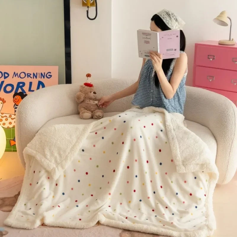2025 New Milk Fleece Multifunctional Blanket Household Thickened Leisure Blanket Lamb Fleece Dormitory Quilt Cover Dual-purpose
