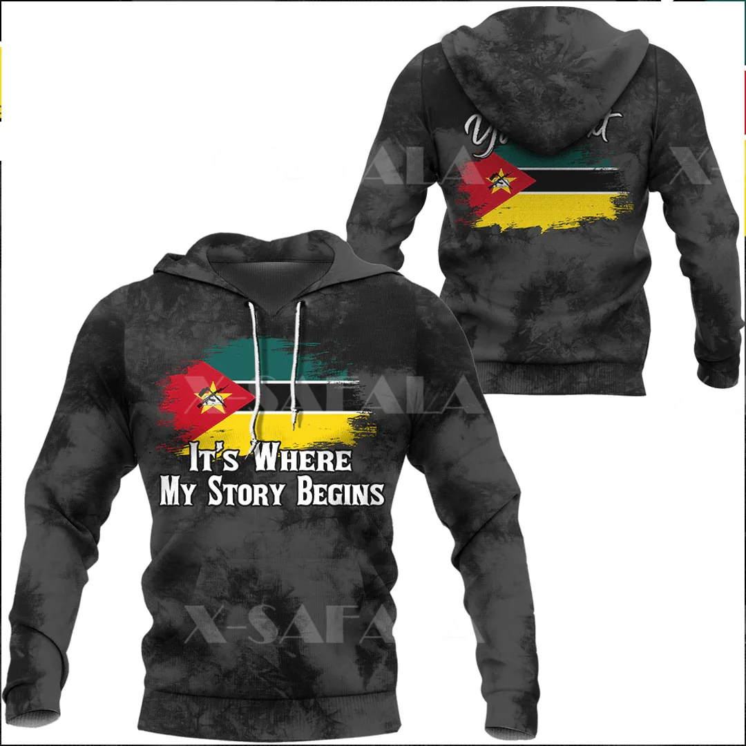 Proud Mozambique It's Where My Story Begins 3D Print Zipper Hoodie Men Sweatshirt Hooded Jersey Tracksuits Outwear Coat Casual