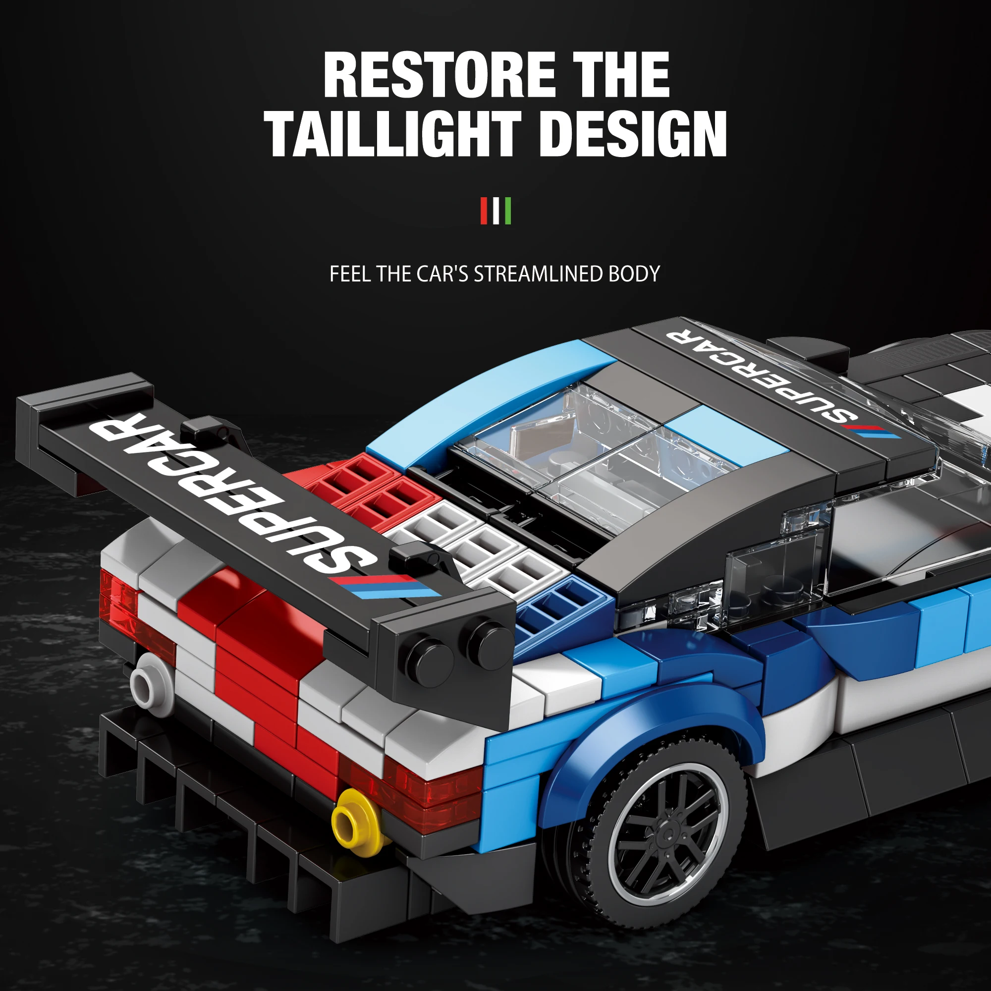 Conjunto de blocos de construção de carros de corrida M4 GT3, conjunto de carros modelo de exibição colecionável para construir, kits de construção de carros esportivos modelo legal (385 peças)