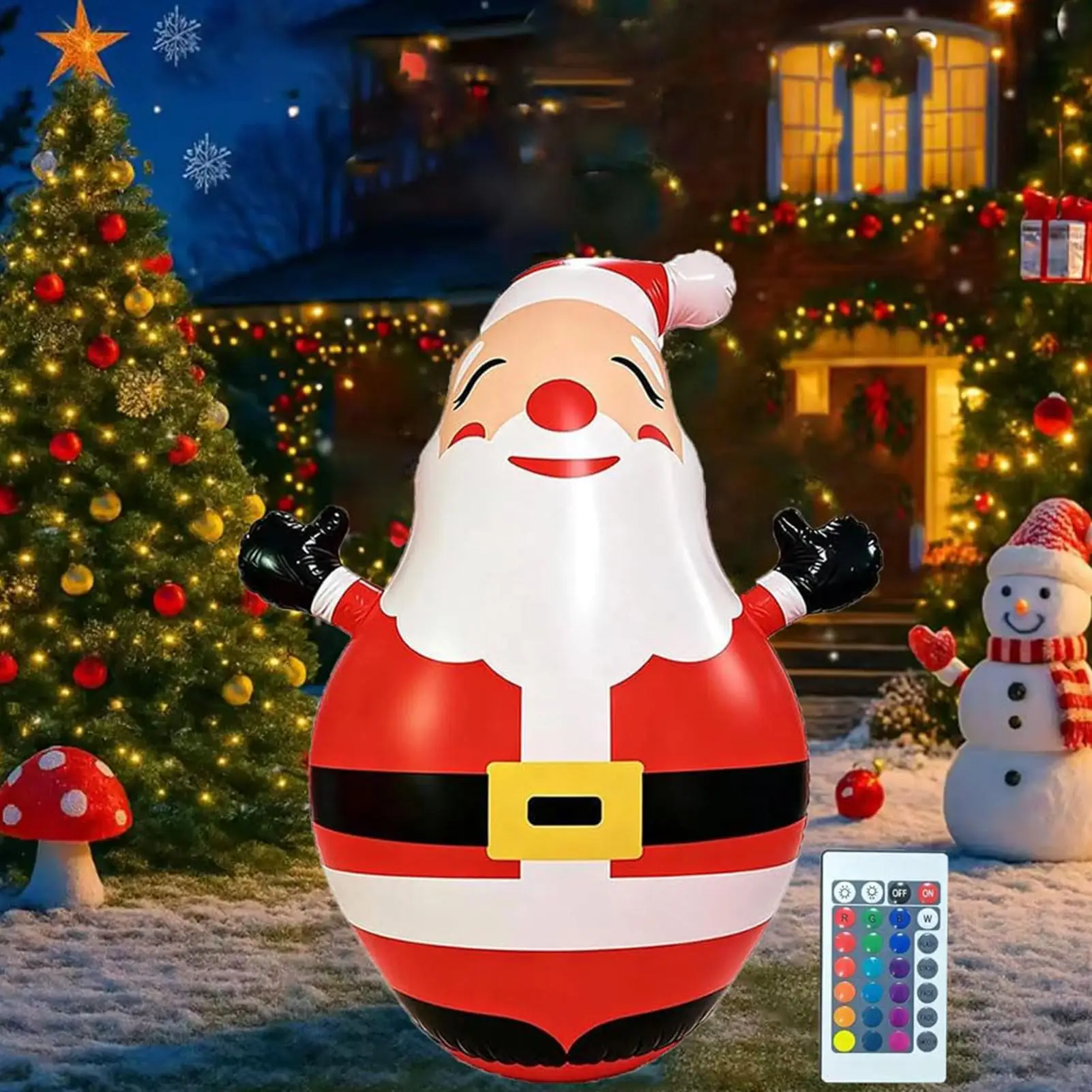 Inflatable Christmas Decorations 150cm Height Cute LED Light Figure Inflatable Santa For Shop Front Door Ground Park Lawn